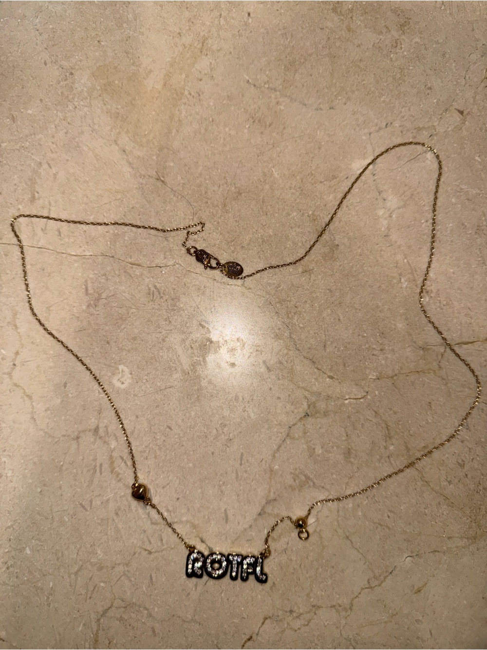 Y2K JUICY COUTURE ROTFL gold long chain necklace